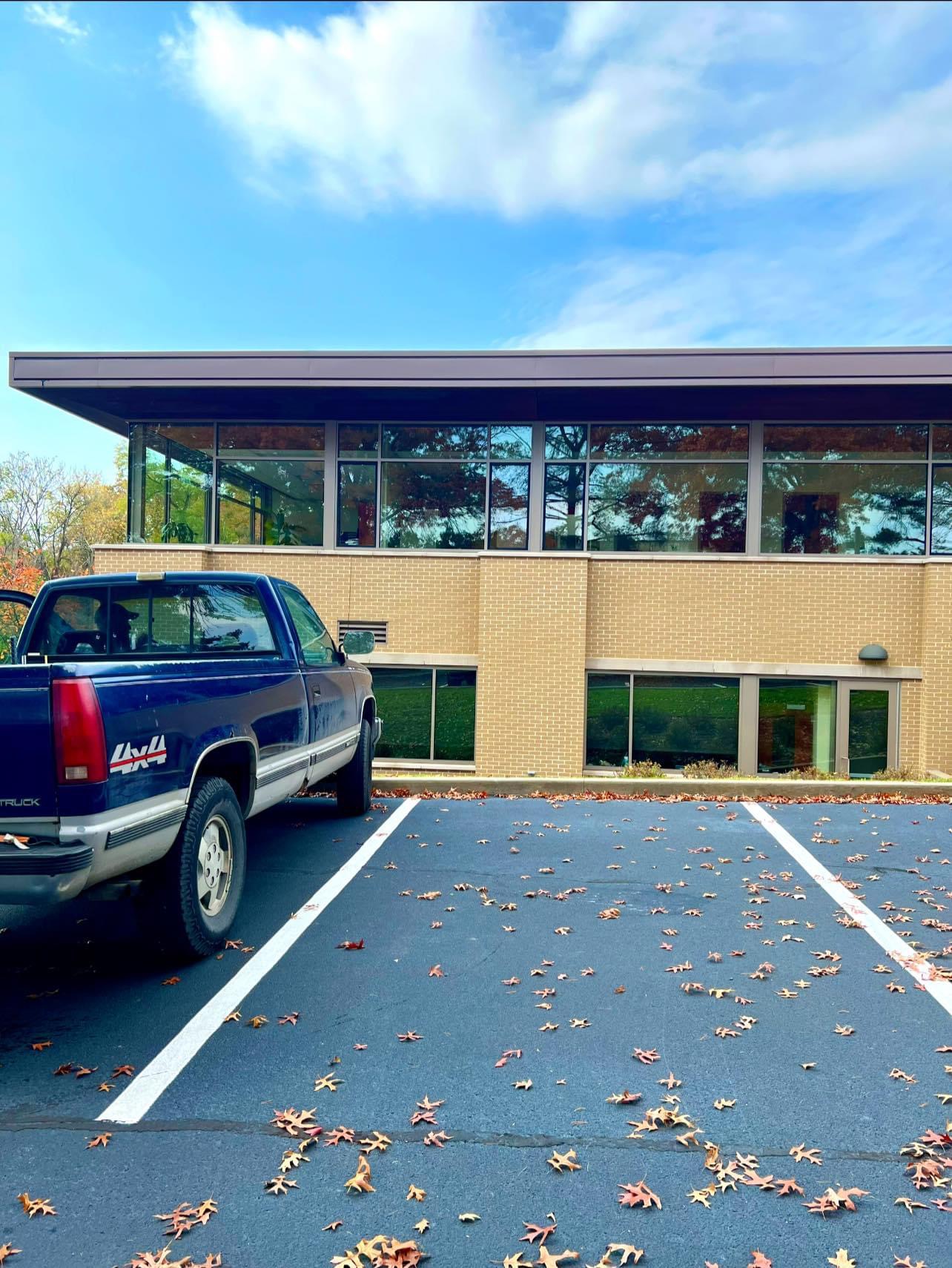 Sunlit office with clean windows